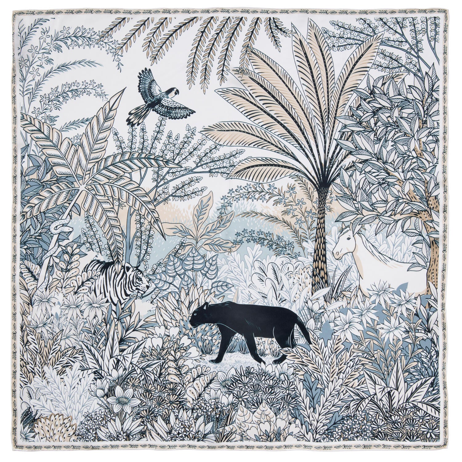 Silketørklæde, Black panther grey - 50x50 cm.